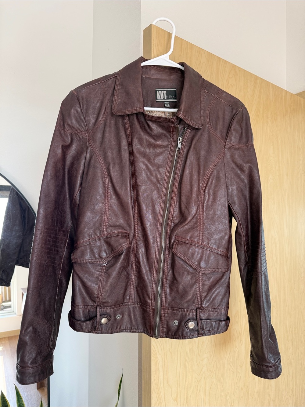 KUT Burgandy/Brown Leather Jacket